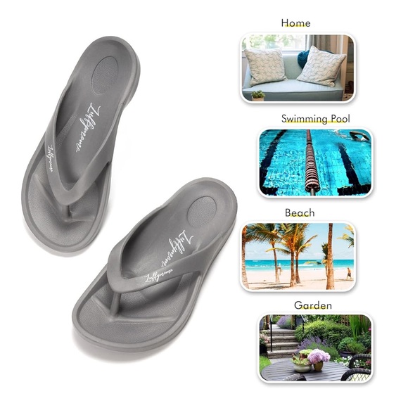 NWT UNISEX Luffymomo Flip Flops Sandals Slip On Sport Beach Thong Gray Support - Picture 6 of 12